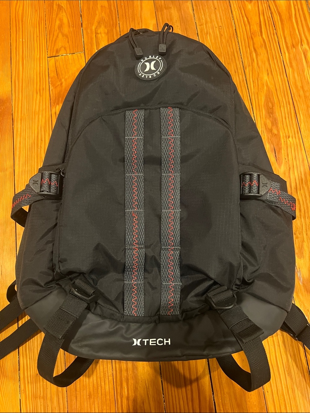 Black Hurley Backpack with Red Stitching